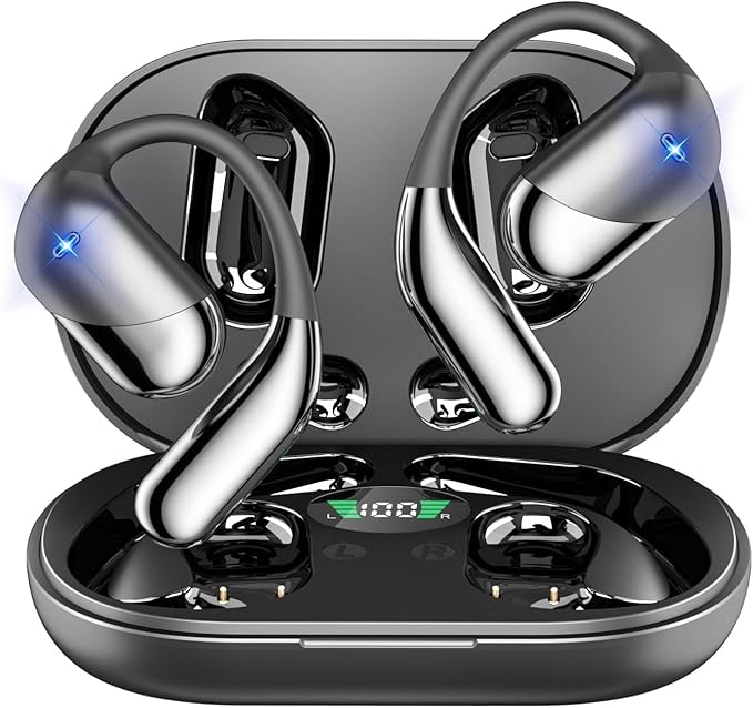 Open Ear Clip Wireless Earbuds Bone Conduction Headphones, Open Ear Design by Aurotlu