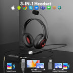 MAIRDI USB Headset with Microphone, Type-C/USB/3.5mm Jack 3-in-1 PC Headset - Image 6