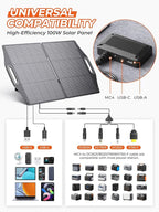 BigBlue 100W Solar Panel w/USB-C+USB-A & MC-4 Ports, IP68 Waterproof, Camping - Image 2