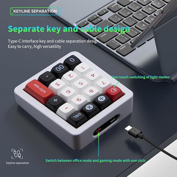 Adventurers K812 Wired Mechanical Numeric Keypad, 19-Key Hot-Swappable RGB - Image 7