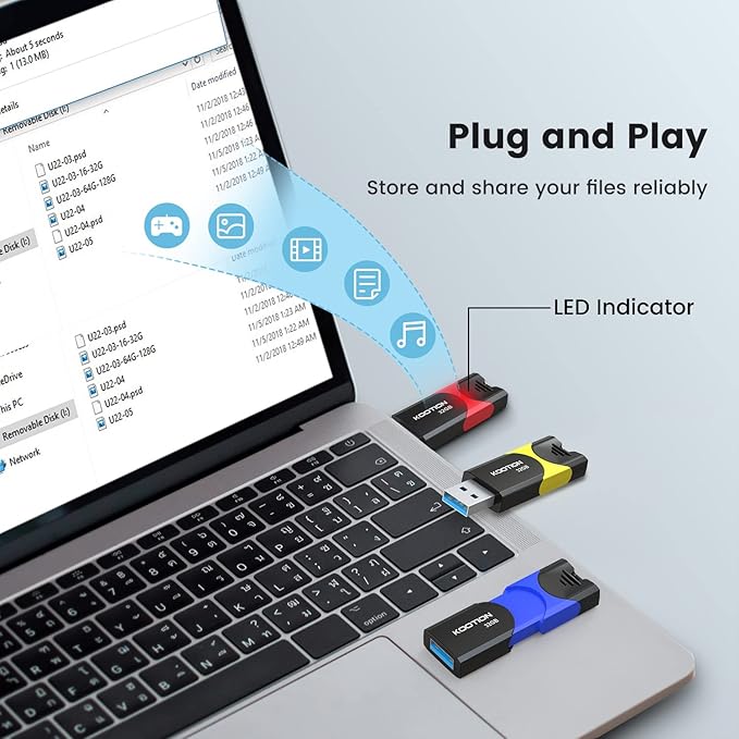 32GB USB 3.0 Flash Drive 10 Pack KOOTION Thumb Drive 3.0 Retractable 32G Zip - Image 3