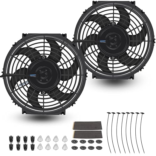 2PCS 10 Inch Universal High Performance Slim Fan Push Pull Electric Radiator by FSBCGT