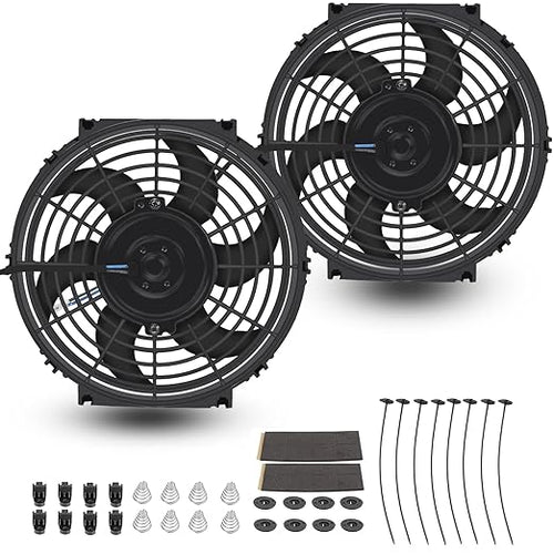 2PCS 10 Inch Universal High Performance Slim Fan Push Pull Electric Radiator by FSBCGT