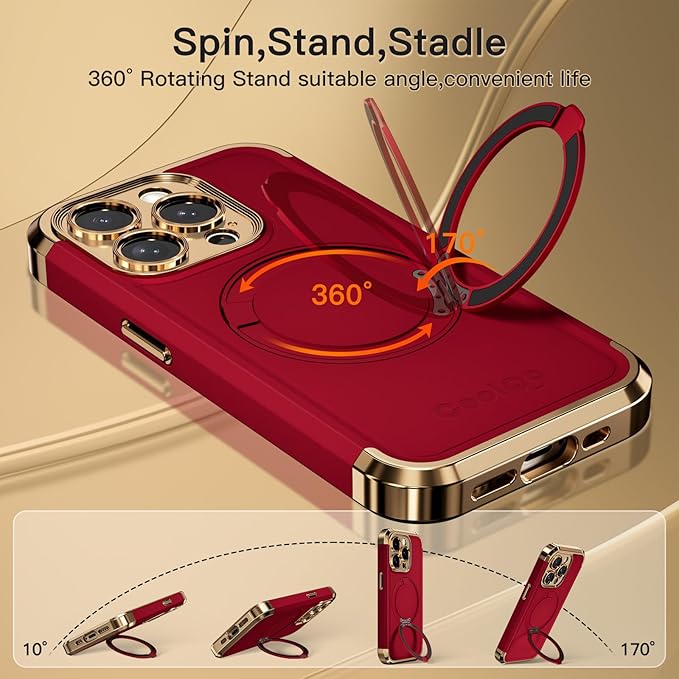 COOLQO for iPhone 15 Pro Max Case 6.7'' Upgraded 360° Spin Magnetic Stand - Image 3