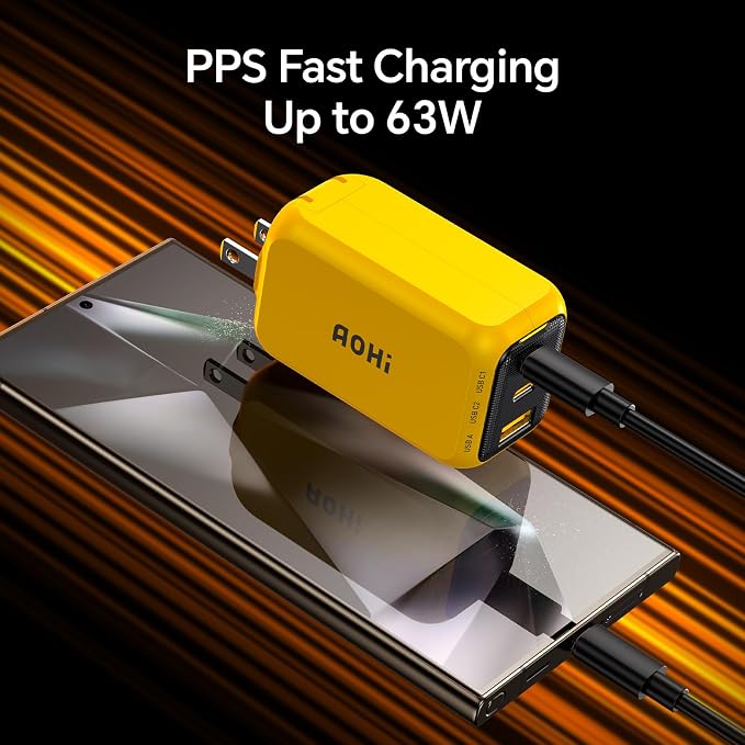 AOHI Youth 65W GaN+ USB C Charger Block, 3-Port PPS Type C Compact Foldable - Image 5