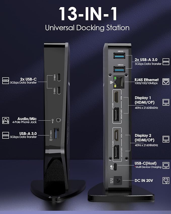 WAVLINK USB 3.0 and USB-C Universal Laptop Docking Station - Image 2