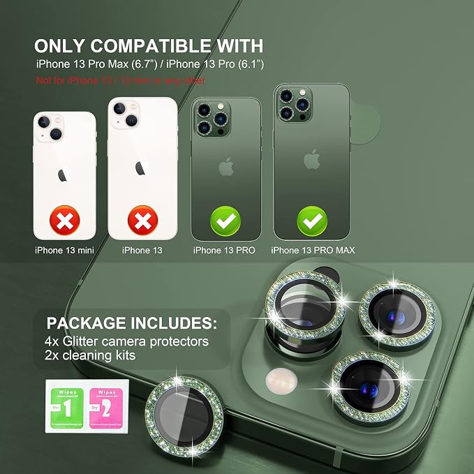 Choiche [3+1 for iPhone 13 Pro/iPhone 13 Pro Max Camera Lens Protector Bling - Image 2