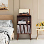Lerliuo Record Player Stand, Walnut Turntable Stand Holds up to 160 Albums - Image 9