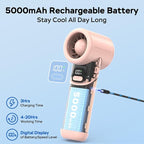 Portable Handheld Turbo Fan, 5000mAh Rechargeable Battery, Max 20Hrs Cooling - Image 4