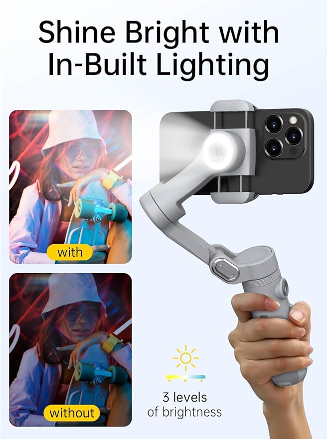Gimbal Stabilizer for Smartphone, 3-Axis Portable iPhone Gimbal w/OLED Display - Image 3