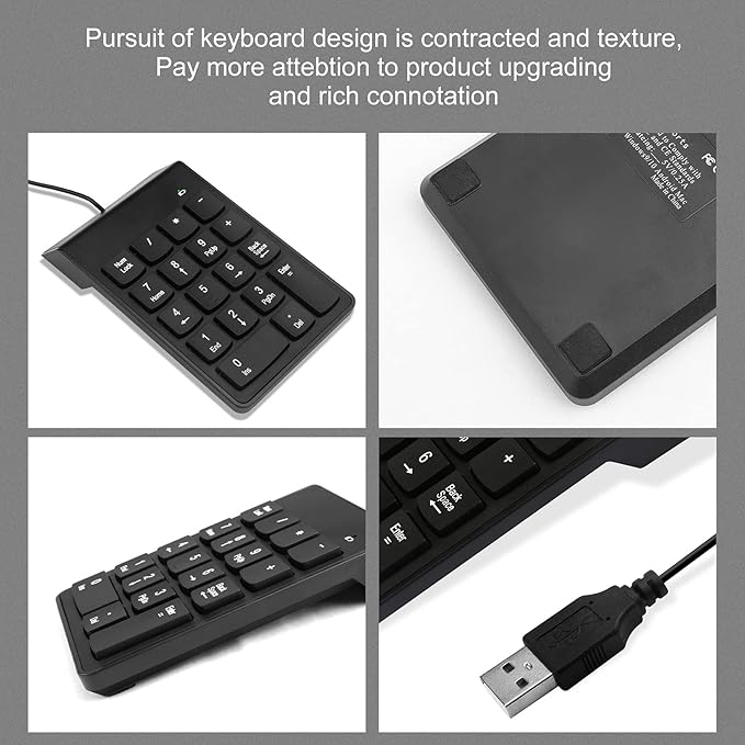 Numeric Keypad for Laptop, 10 Key USB Keypad, Portable Ultra Slim Mini Numpad - Image 2
