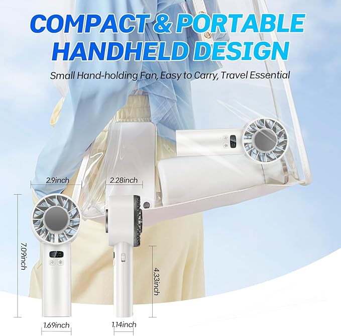 2025 Portable Handheld Ice Fan, Turbo Cooling Fans, 100 Gear Hurricane Wind - Image 6
