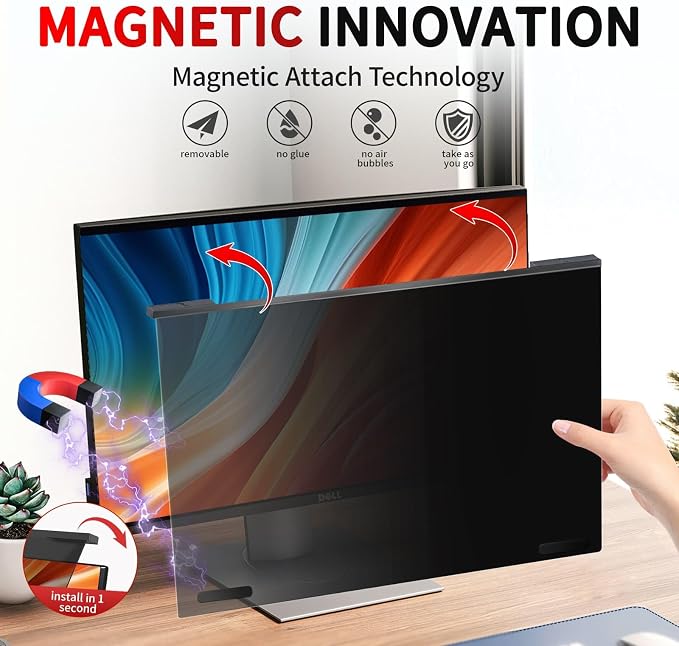 Magnetic 27 Inch Computer Privacy Screen Filter, Hanging Computer Screen - Image 3
