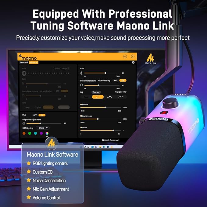 MAONO Dynamic Gaming Microphone: USB/XLR Streaming Mic - Image 5