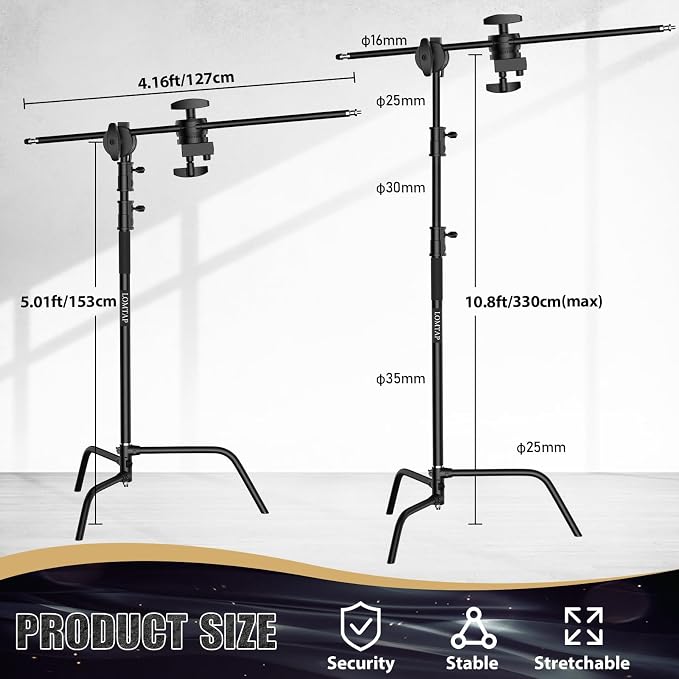LOMTAP C Stand Light Stand Stainless Metal Photography Kit - Image 3