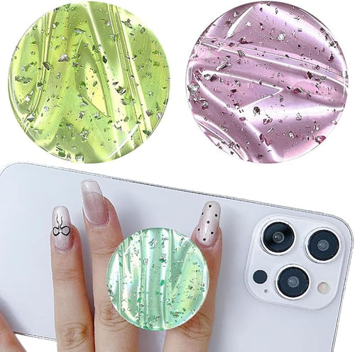 3 Pack Fashionable Clear Glitter Expandible Collapsible Moblile Phone Grip - Image 2