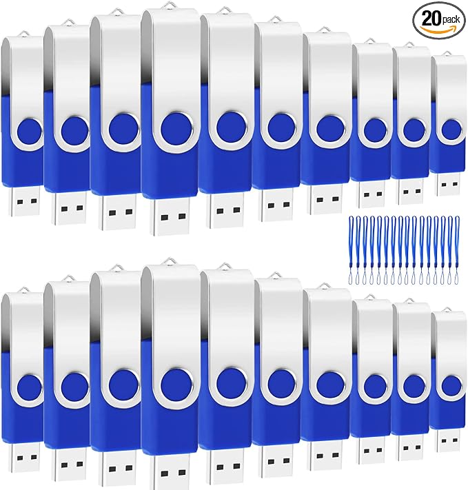USB 1GB Bulk Flash Drives 20 Pack, EASTBULL USB 2.0 Swivel Thumb Drives Gig by EASTBULL