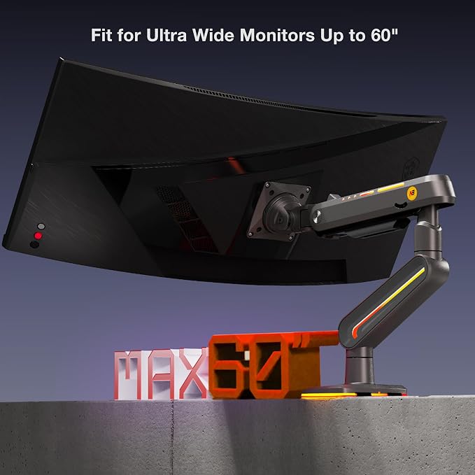 RGB Gaming Monitor-arm for Flat/Ultrawide/Curved Monitors 32 to 60 inch - Image 4