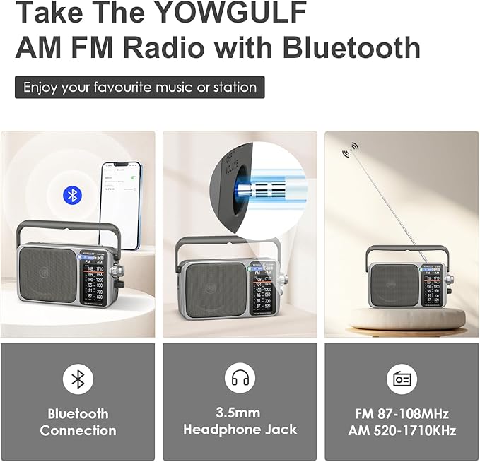 YOWGULF AM FM Radio with Best Reception, Battery Operated Radio or AC Power - Image 3