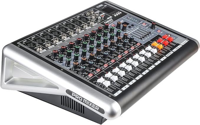 Mixers Audio 8 Channel Mixer Power Mixer Amplifier 2 * 300 Watt Output Dj Mixer by MADOWL
