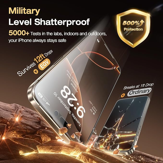 EGV Compatible for iPhone 16 Pro Max Privacy Screen Protector, Privacy Screen - Image 5