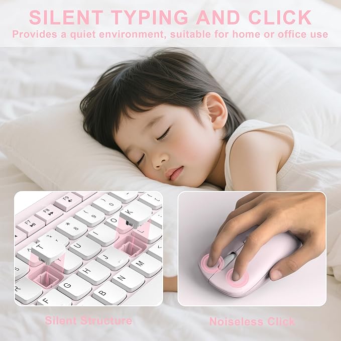 Wireless Keyboard and Mouse Combo, Full-Sized Quiet Wireless Keyboard and - Image 3