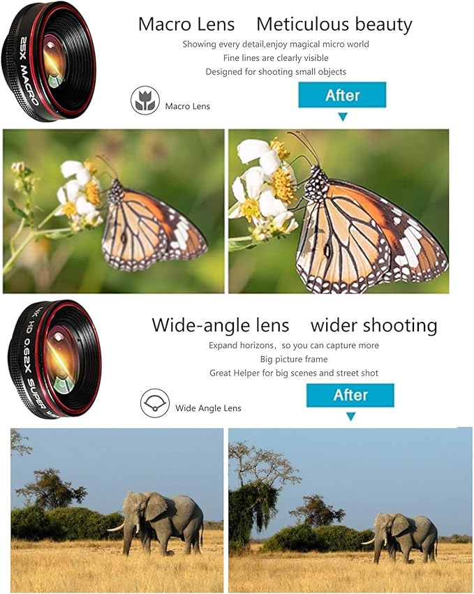 Phone Camera Lens Kit 10 in 1 for iPhone Samsung Pixel Android, 22X Telephoto - Image 3