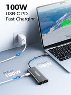 QGeeM USB C Hub Ethernet, 9 in 1 USB Type C Hub HDMI Multi-Port Converter - Image 5
