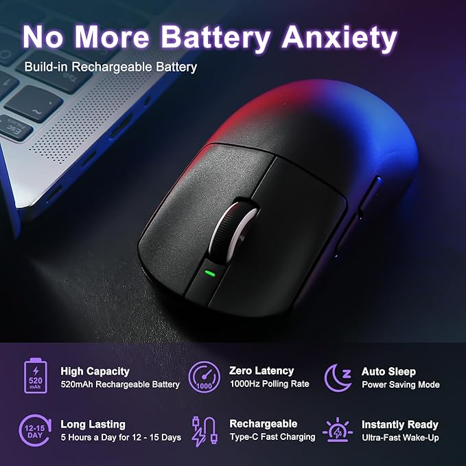 R1 SE+ Gaming Mouse, 18000 DPI, High-Precision PAW3395 SE Sensor, 55g - Image 2