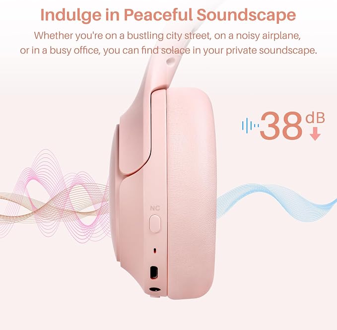 TOZO HT2 Hybrid Active Noise Cancelling Headphones, Wireless Over Ear Bluetooth - Image 2
