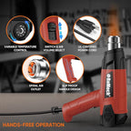 ROMECH 1500W Heavy Duty Heat Gun, Variable Temperature Control Hot Air Gun Kit - Image 4