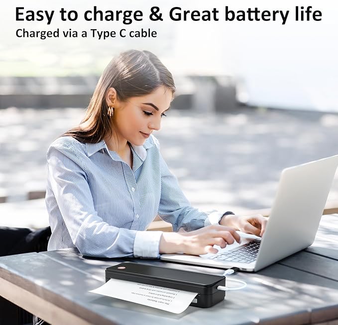 Inkless Portable Printer for Travel, Wireless Thermal Printer Supports 8.5 x 11 - Image 7