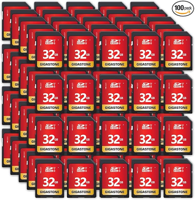 GIGASTONE 32GB SD Card 100-Pack UHS-I U1 Class 10 SDHC Memory Card High-Speed by Gigastone