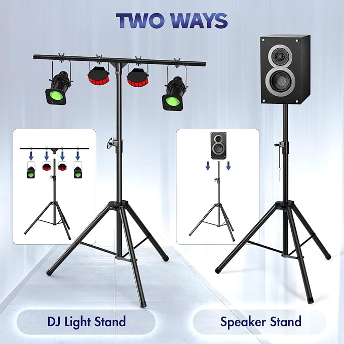 Qoope DJ Light Stand T-Bar, Heavy-Duty DJ Stand Tripod Adjustable DJ Lighting - Image 6