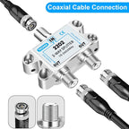 2 Way Coaxial Cable Splitter, Support 10-2602MHz, RG6 Compatible, Nickel-Plated - Image 6
