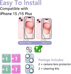 2 Pack Camera Lens Protector for iPhone 15 / iPhone 15 Plus, AR Tempered Glass - Image 2