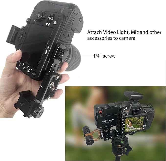 3 Port Cold Shoe Mount Plate for Camera LED Monitor Microphone etc., Aluminum - Image 5