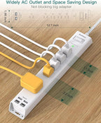 Addtam 2 Pack Surge Protector Power Strip -15ft Long Extension Cord, 5 Widely - Image 2