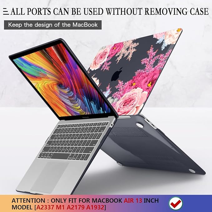 CISSOOK Floral Case Cover for MacBook Air 13 Inch 2020 2021 2019 2018 Release - Image 5