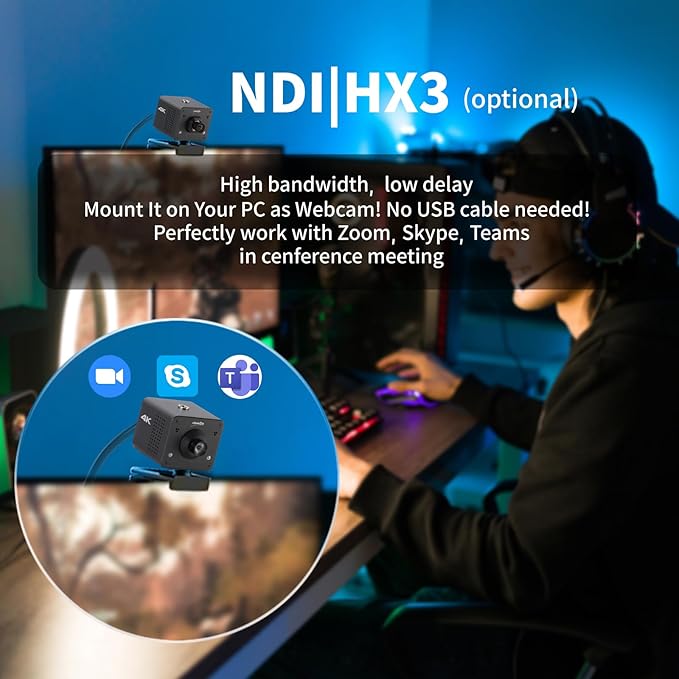 4K Native NDI HX3 POV Webcam Camera PoE, Simultaneously HDMI & SDI Output - Image 4