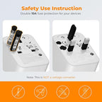 TESSAN Universal Travel Adapter 28W, International Power Adapter - Image 5