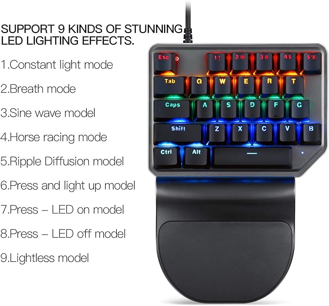 MOTOSPEED K27 One-Handed Mechanical Mini Gaming Keypad 27 Keys, 9 LED Backlit - Image 2