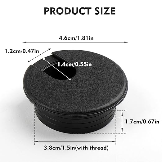 2 Pcs Desk Grommet 1.5Inch, ABS Plastic Desk Hole Cover, U-Shaped Desk Wire - Image 3