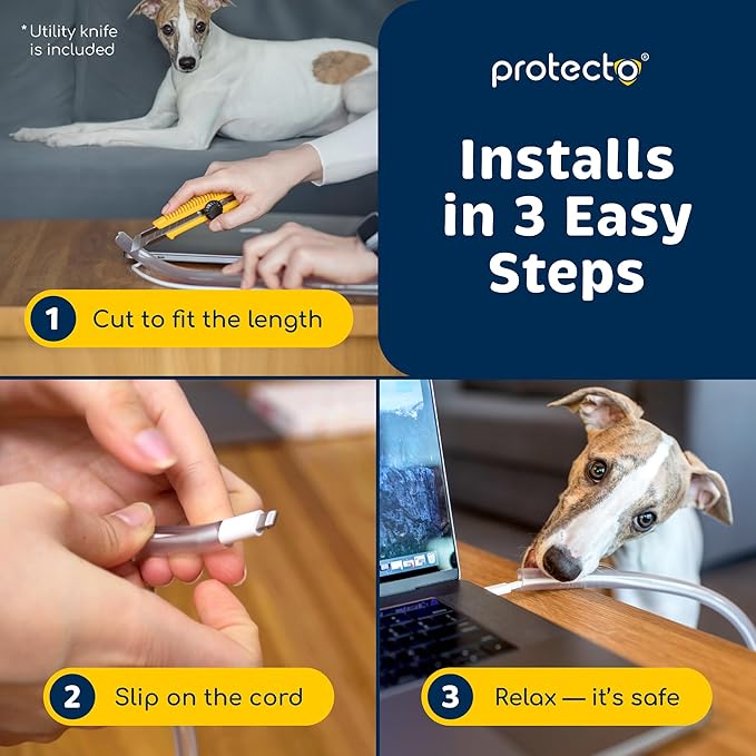 PROTECTO 2-Pack Heavy Duty Cord Protectors from Pets No Chew Solution, 7ft Easy - Image 7