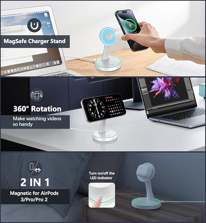 2 Pack Magnetic Wireless Charger Stand 15W Fast Mag-Safe Charger - Image 2