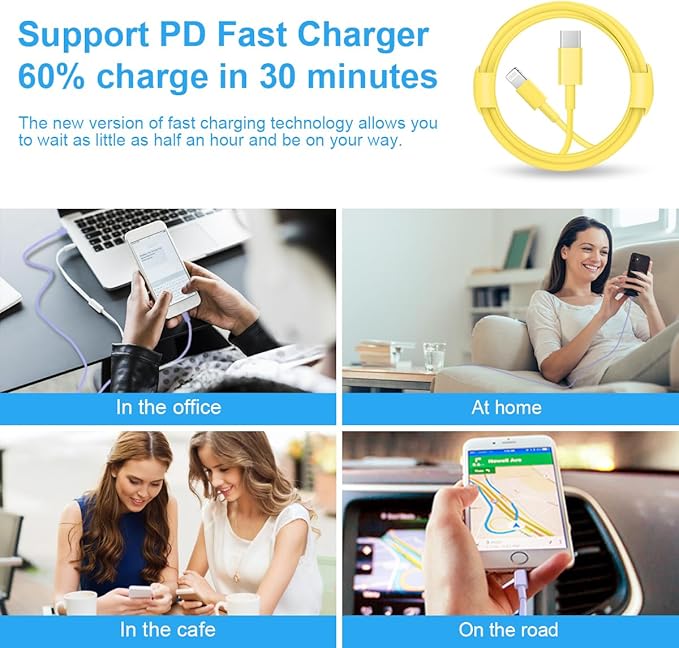 iPhone Fast Charger 3+3Pack 20W USB C Wall Charger - Image 6
