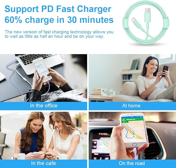 iPhone Fast Charger 3+3Pack 20W USB C Wall Charger - Image 6