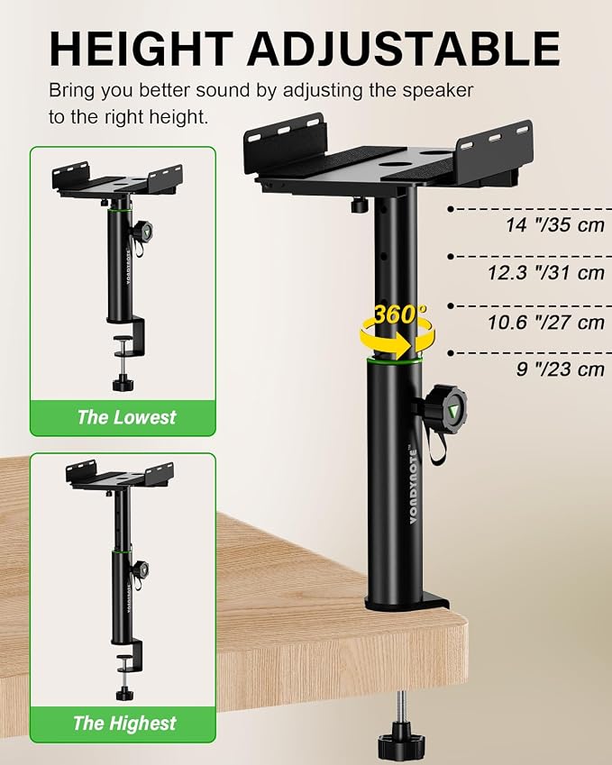 Set of 2 Dual Side Clamping Studio Monitor Stands Desktop Clamp Speaker Stands - Image 4