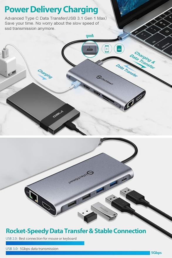 UtechSmart USB C Hub, 3 HDMI Docking Station Triple Display 12 in 1 USB C - Image 6