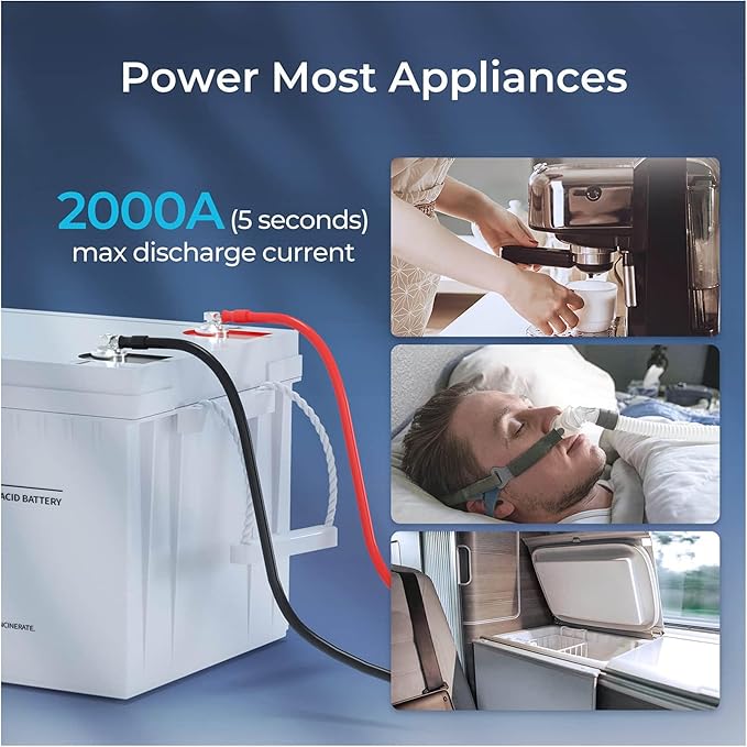 Renogy Deep Cycle AGM Battery 12 Volt 200Ah, 3% Self-Discharge Rate, 2000A Max - Image 4